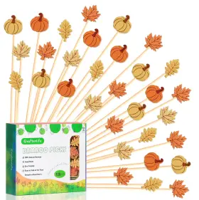 Cl-16600156 Crafterlife Fall Cocktail Picks Pumpkin Maple Leaf Assorted Autumn Theme Toothpicks Fruit