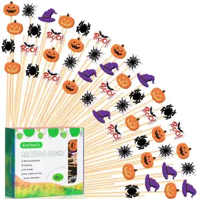 Cl-16612364 Crafterlife Halloween Cocktail Picks Theme Ghost Pumpkin Spider Boo Bat Decoration