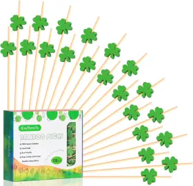 Cl-16612369 Crafterlife 100pcs Shamrock Cocktail Picks 4.7 Inch Fruit Sticks Food Three-leaf Clover