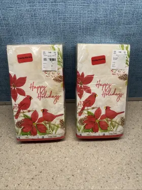 9314 Craftmaster 039938600280 Napkins 72 Count - Cardinal Holiday New