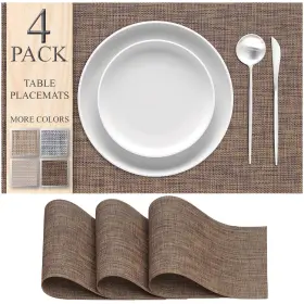 Craftycrocodile 602697513377 Vinyl Placemats Set Of 4 - Heat Resistant Brown