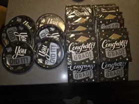Creative Converting 011179132829 L K Congrats Grad Plates And Napkin Set 16 Pk Napkins. 6