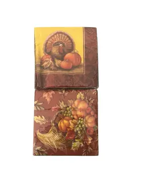 Creative Converting 039938005382 Party Creations Golden Harvest Abundant Cornucopia Beverage Napkins Lot
