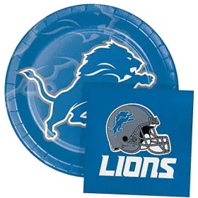 Creative Converting 039938471545 Paper Plate And Napkin Party Kit Serves 16 48 Count Detroit Lions