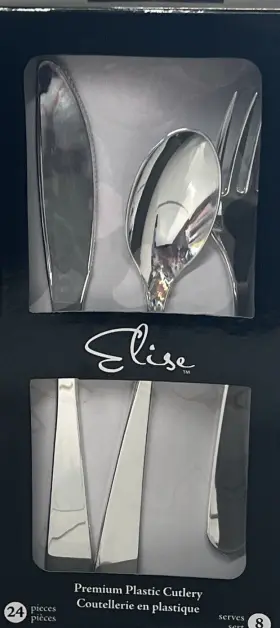 Creative Converting 039938535230 Elise Premium Plastic Cutlery Silver 12ct