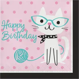 Creative Converting 039938573638 Cat Birthday Party Napkins 48 Pack Paper Lunch 6.5 Inch For 24 Guests Disp