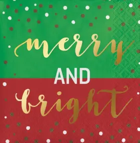 Creative Converting 039938609702 Merry And Bright Beverage Napkins 16 Count