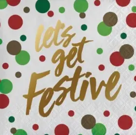 Creative Converting 039938609726 Lets Get Festive Beverage Napkins