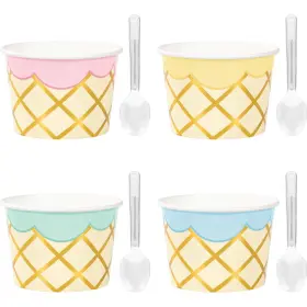 Creative Converting 039938784089 Ice Cream Party Treat Cups With Spoons 24 Count For Guests