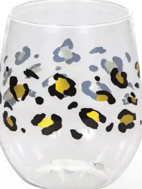 Creative Converting 039938861636 Bulk Leopard Plastic Stemless Wine Glass