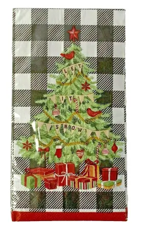 Creative Converting 039938888299 Christmas Tree Guest Napkins Black Gingham Design 32 Ct 3-ply Paper Made In Usa