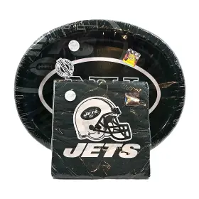 069522 Creative Converting New York Jets Nfl Napkins And Oval Paper Dinner Plates Football Sports Party