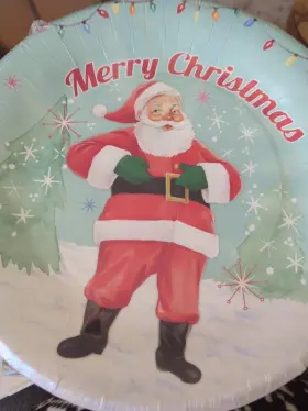 Creative Converting 073525866048 New Set/2 Merry Christmas Santa Holiday 10.5 Paper Plates -molly And Rex Bonus