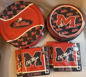 Creative Converting 073525955186 Ole Miss Party Plates And Napkins University Of Mississippi Licensed Usa New