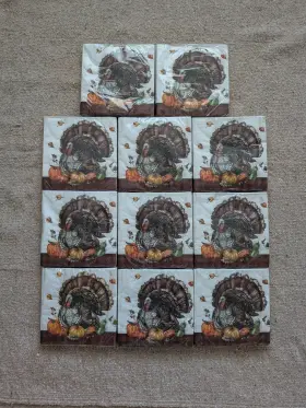 Creative Converting 196504123229 176 Large Timeless Turkey 2-ply Thanksgiving Christmas New Year Party Napkins