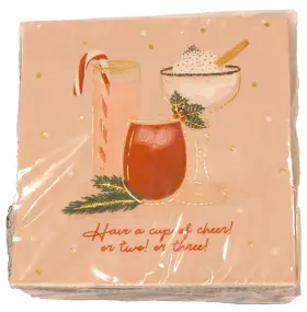 30232 Creative Converting Lady Jayne Punch Studio 40-count Cocktail Paper Napkins Cup Of Cheer Or 2