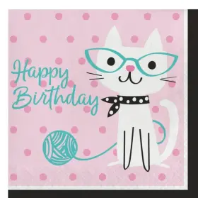 Creative Converting 313115999955 Cat Party Birthday Paper Lunch Napkins - 48 Count For 24