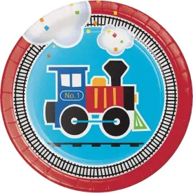 322204 Creative Converting Train Dessert Plates 7 Inch Multicolor