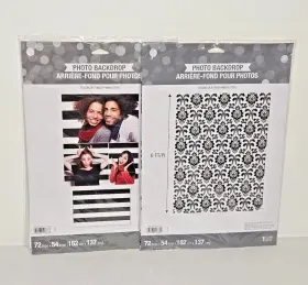 324570 Creative Converting New Set Of 2 Black And White Photo Backdrops - Damask Striped 6ftft X 4.50ftft