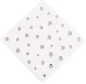 329935 Creative Converting Silver Metallic Dots Beverage Napkins 16count