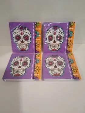 338841 Creative Converting Day Of The Dead Skulls Halloween Beverage Napkins Lot 4 64