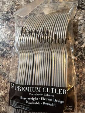 Creative Converting 339634 Touch Of Color Premium Plastic Forks Shimmering Silver 24 Ct