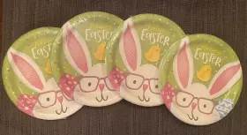 343193 Creative Converting Lot Of 4 Easter Bunny 6 7/8 Inch Paper Plates 8 Pack 32