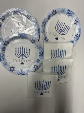 345757 Creative Converting Hanukkah Celebration 3 Pk 7-inch Plates Paper 8 Per Pack And Pks Napkins