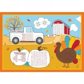 353002 Creative Converting Thanksgiving Fall Fun Party Placemat Activity Kit 8 Ct 2 Sided Kid S Table