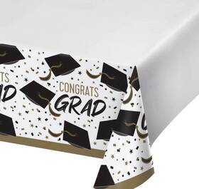 Creative Converting 362912 Golden Grad Paper Tablecloth 54 Inch X 102 Plastic Graduation Decorations Supplies