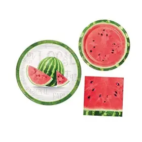 363047-363049 Creative Converting Watermelon Themed Summer Supplies For 8 People Bundle Includes Paper Plates