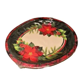 366962 Creative Converting Vintage Christmas 12-inch Oval Plates Paper 2 Pack Of 6 10 Inch X 12 Tableware