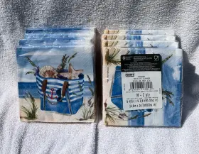 369935 Creative Converting Lot Of 8 Seaside Summer Beverage Paper Napkins 16 Per Pack Tableware Supplies