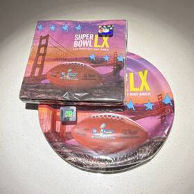 Creative Converting 378471sb San Francisco Bay Area Super Bowl Lx Football Party Plates And Napkins Set