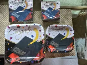 39938 Creative Converting Congrats Grad Plate And Napkin Set 5-9 Inch Plates 3-7 2-7 4- 5 Napkins