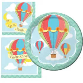 657606 Creative Converting Up And Away Hot Air Balloon Baby Shower Plates Napkins Party Set 40pc Serv 8