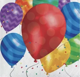 657800 Creative Converting Balloon Blast Beverage Paper Napkins 16 Per Pack Birthday Party Tableware