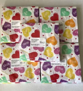Bl372126 Creative Converting Lunch Napkins 20 Ct. Ea. - Lot Of 5 Packs Hearts / Lollipops