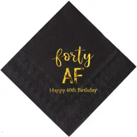 Crisky 313115259271 40th Birthday Napkins Black Gold Forty Cocktail Bev