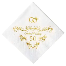 Crisky 738596313494 50th Wedding Anniversaray Napkins Golden Cocktail Beverage Wedd