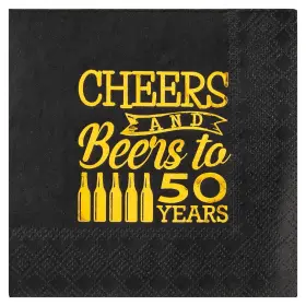 Crisky 743829136184 Cheers To 50 Years 50th Birthday Napkins Black And Gold Brithday Decoration