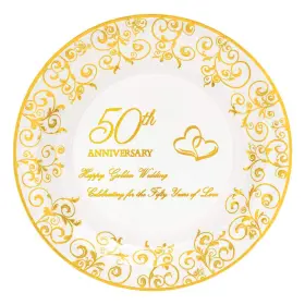 Crisky 743829136832 50th Anniversary Gold Plates Golden Wedding Party Decorations Desser