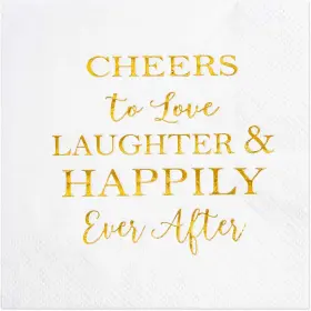 Npk003-bridal-gold-100 Crisky 100 Count Bridal Shower Napkins Disposable Cocktail 3-ply Gold Fo