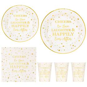 Crisky Party004-cheerslove-gold-24 Gold Bridal Shower Napkins Plates Cups Set For Bride Wedding Engagement Bachelor
