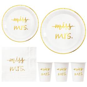Crisky Party011-missmrs-gold-24 Gold Miss To Mrs Napkins Plates Cups Set For Bridal Shower Engagement Bacheloret