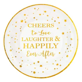 Plt004-bridalshower-gold-50 Crisky 50 Counts Cheers To Love Gold Plates For Bridal Shower Wedding Engagement Bachel