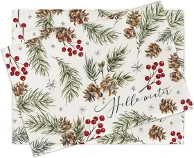 Cro-278-pm Croar Hello Winter Pine Needle Placemats Set Of 4 12ftftx18ftft
