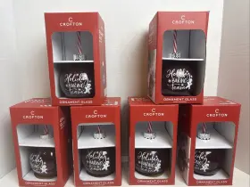 Crofton 061463843388 Holiday Baking Team Ornament Ball Cups With Straws Christmas Cookies Set Of 6