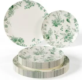 Crown Display 445016433474 Trendables 80pcs Plastic Disposable Plates Set For 40 Guests I X 8 Inch Dess