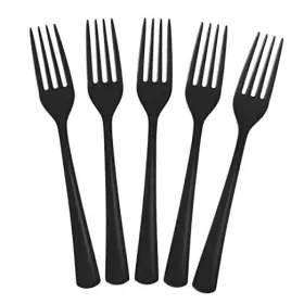 94602 Crown Display Disposable Plastic Forks 50 Pcs - Heavy Duty Cutlery Black